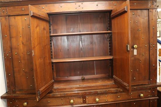 A large Swiss or Austrian chestnut cupboard W.212cm approx.